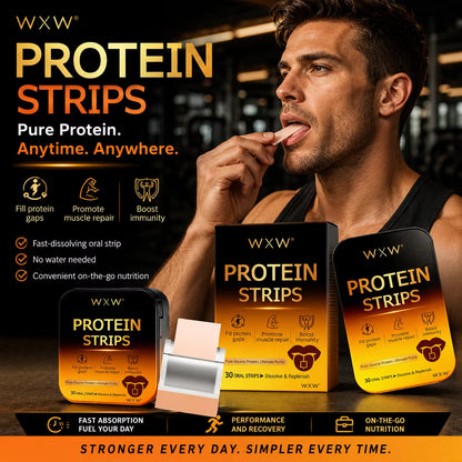 Whey Protein Oral Dissolvable Strip Rapid Absorption Muscle Repair Post-Workout Support Convenient Protein Supplement