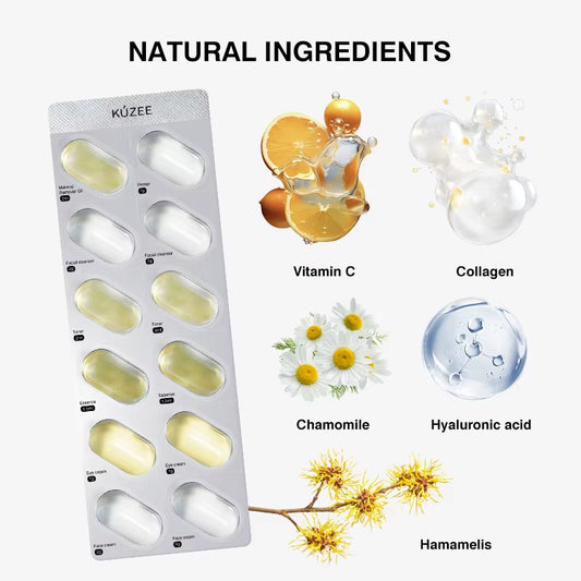 All-In-One Face Care Capsules Packaging On-The-Go Brightening Face Serum Toner Cream Skin Care Set Travel Skin Care Sets